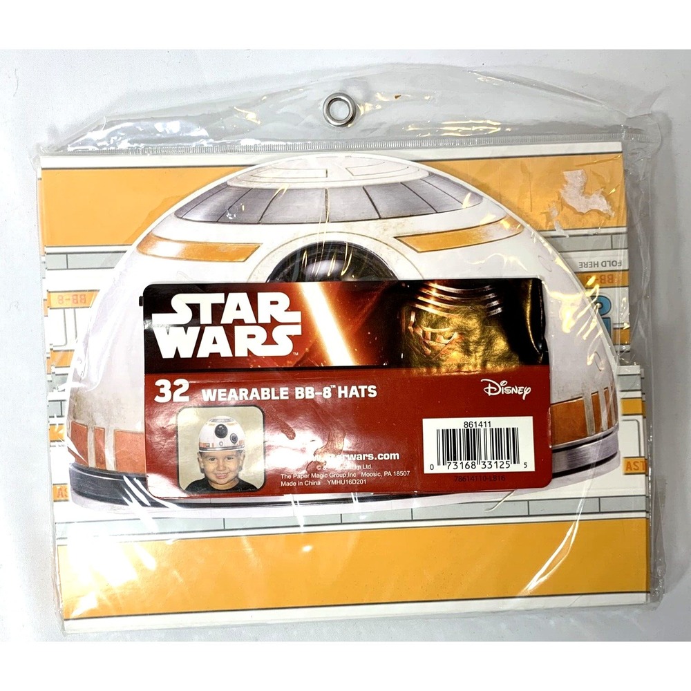Disney Star Wars Kids Birthday Party Hats BB-8  NEW 32‎ Pack SEALED